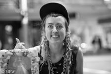 Queen Street Auckland city, black and white photo by Mike Wheelton